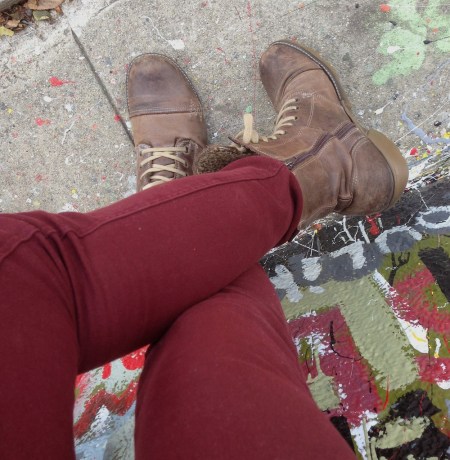 Burgundy jeans